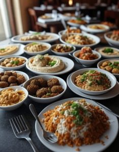 Assorted Indian and Middle Eastern food pairings served in Dubai